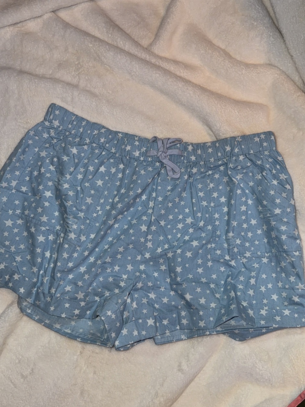 Women's Star Print Sleep Shorts - Light Blue